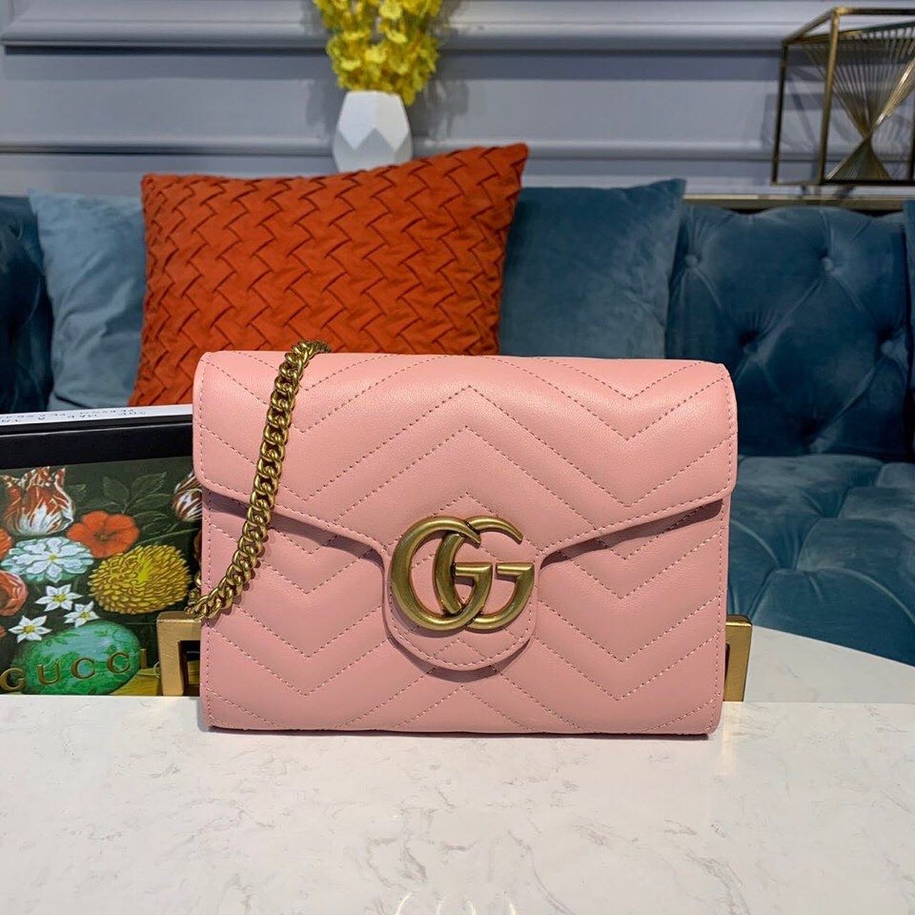 gg Marmont 8in 20cm gg Matelasse Pink Mini Bag