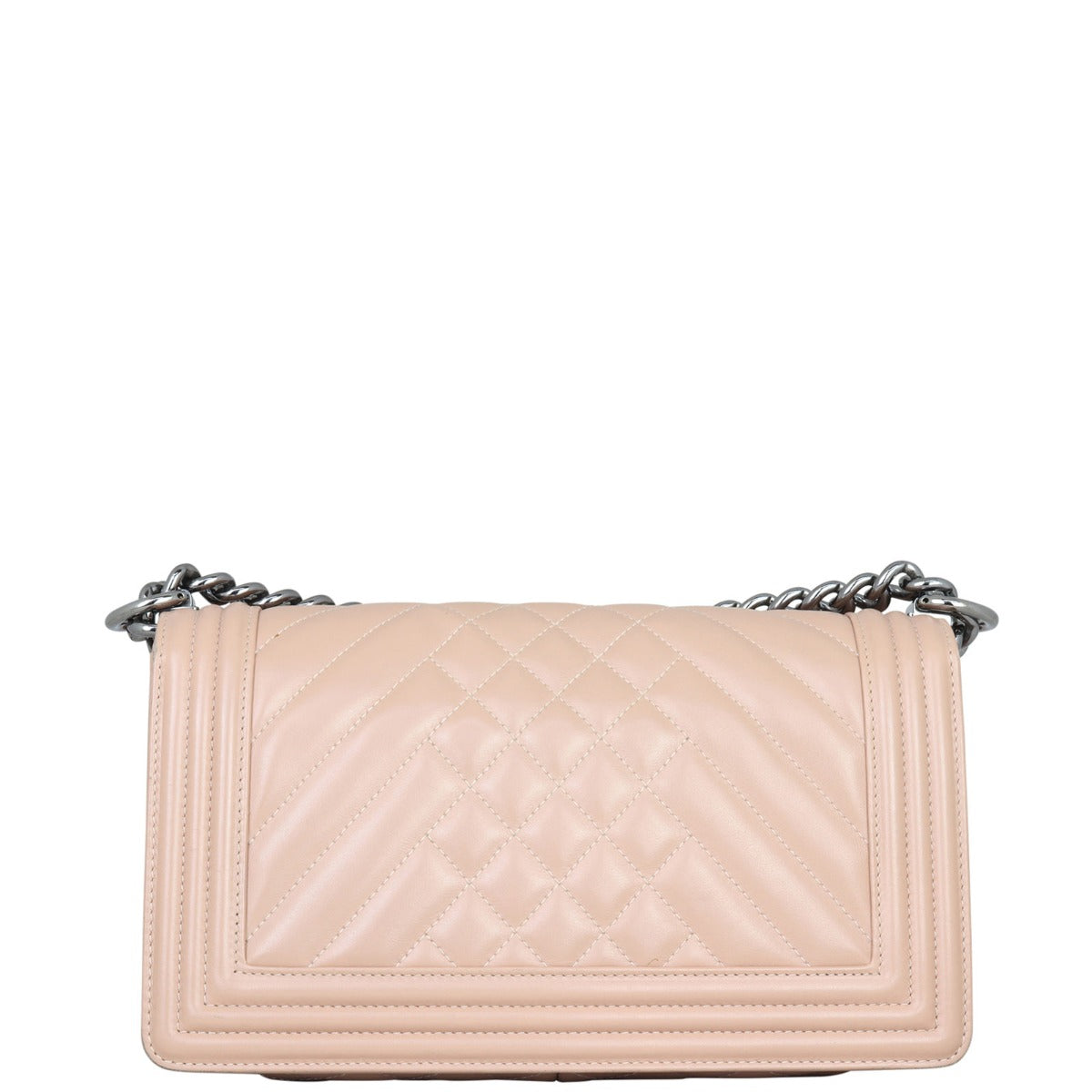 Chanel Boy Old Chevron Deep Nude Handbag Brown Medium