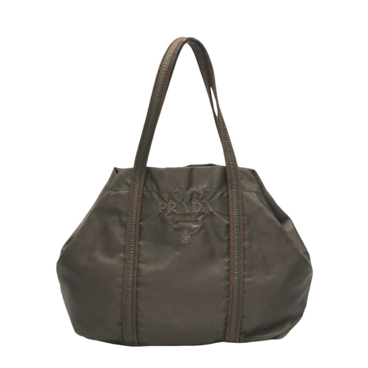 Khaki Embroidery Nylon Logo Travel Bag