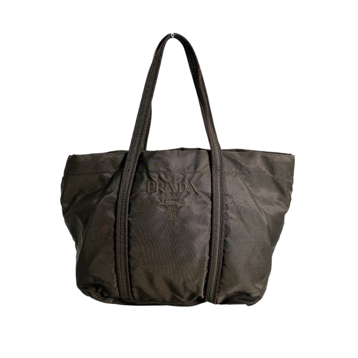Khaki Embroidery Nylon Logo Travel Bag