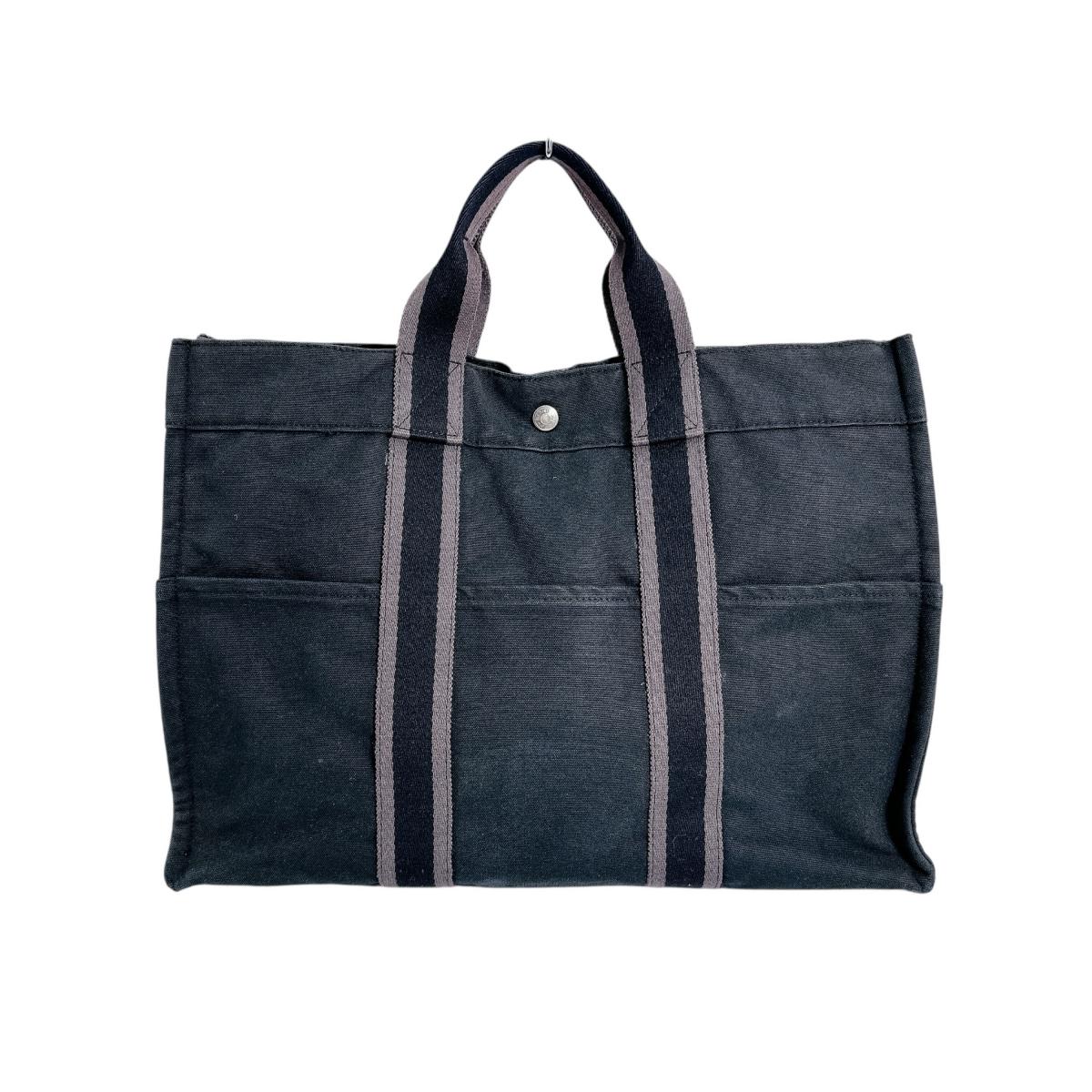Hermes Tote Bag Her Line Canvas Black