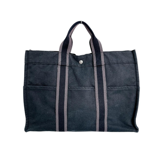 Hermes Tote Bag Her Line Canvas Black