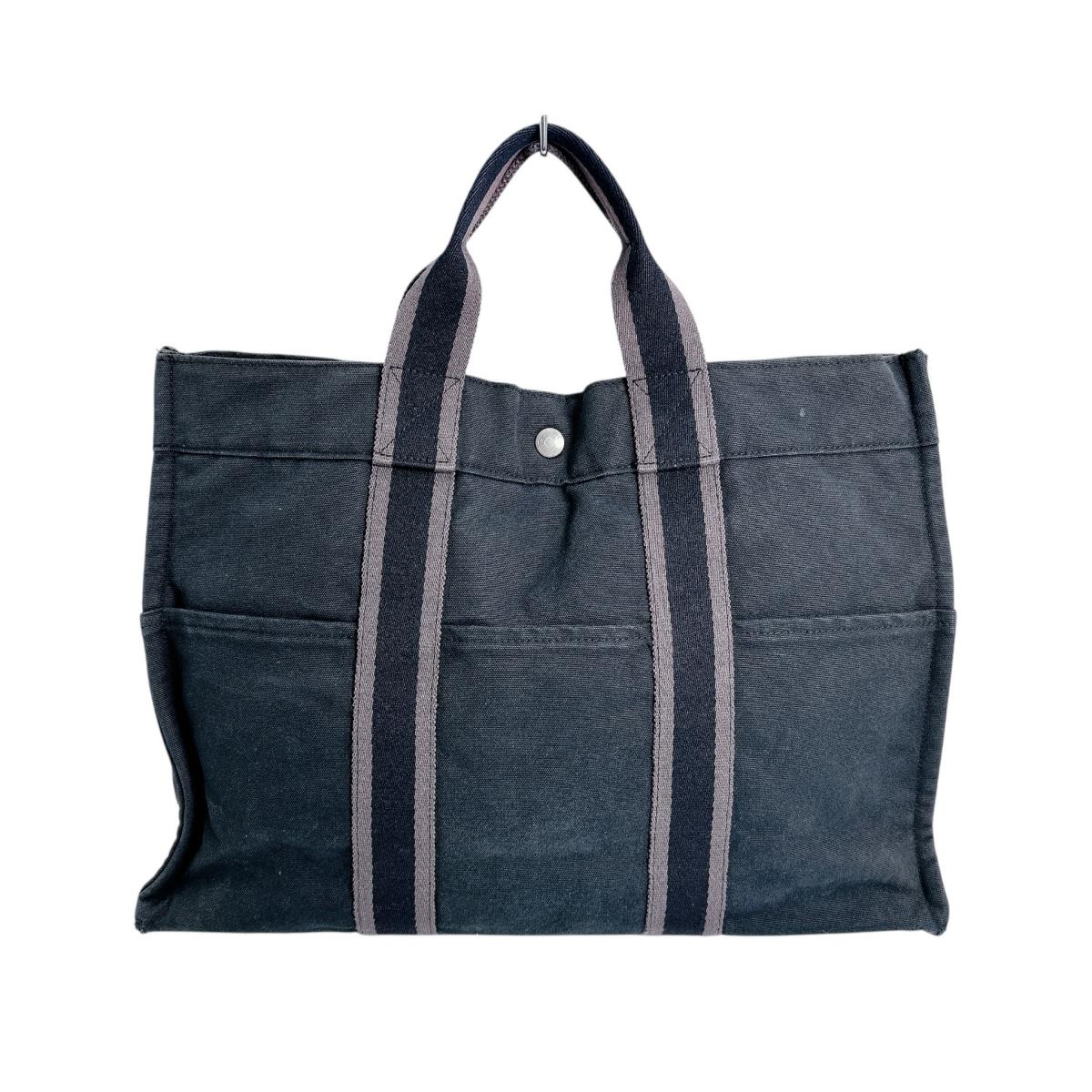 Hermes Tote Bag Her Line Canvas Black