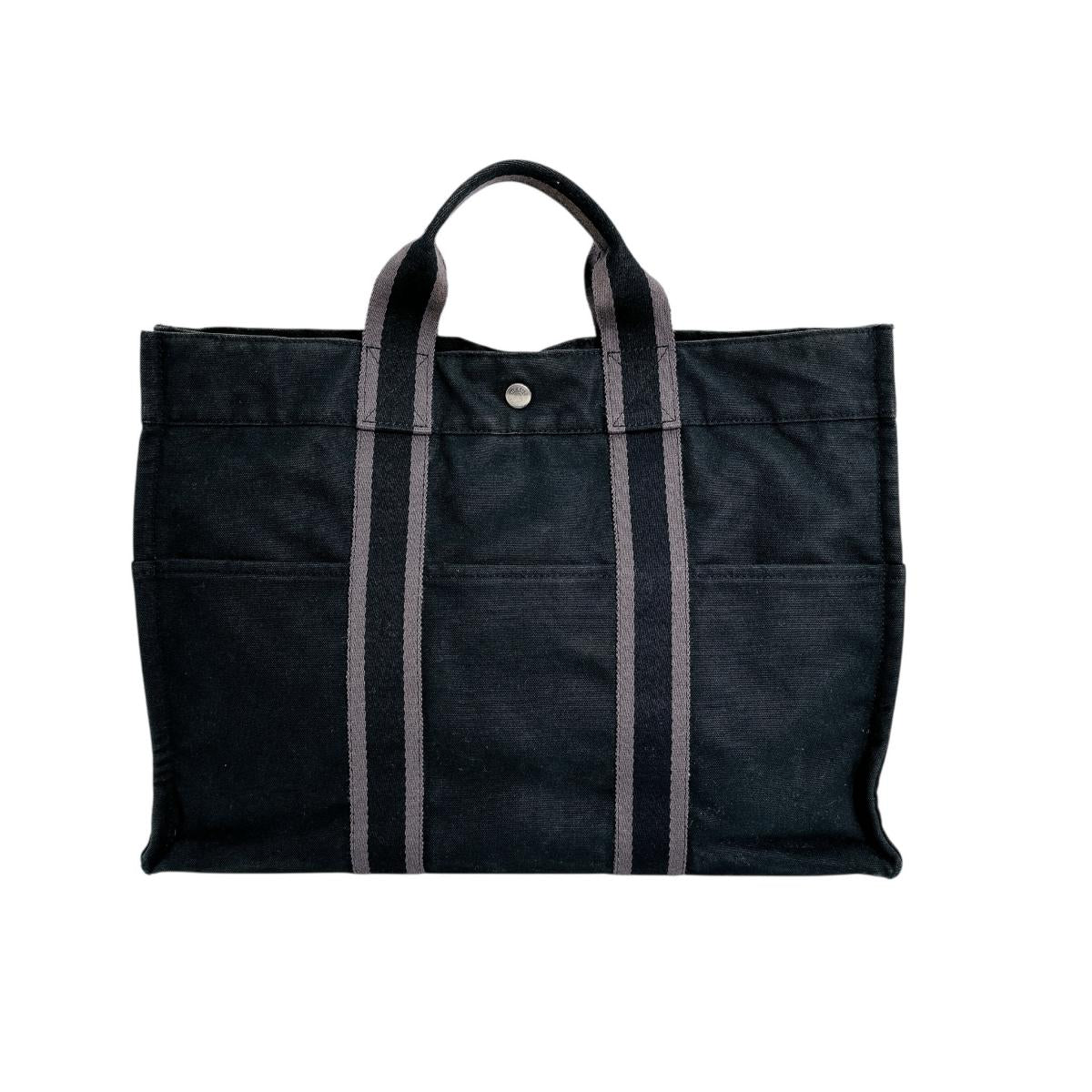 Hermes Tote Bag Fool Toemm Canvas Black