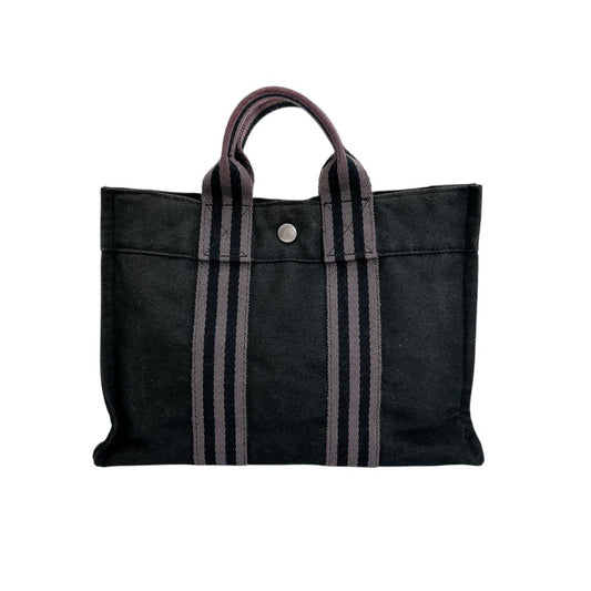 Hermes Tote Bag Cotton Handbag Fool Toepm Unisex Unisex Canvas Black