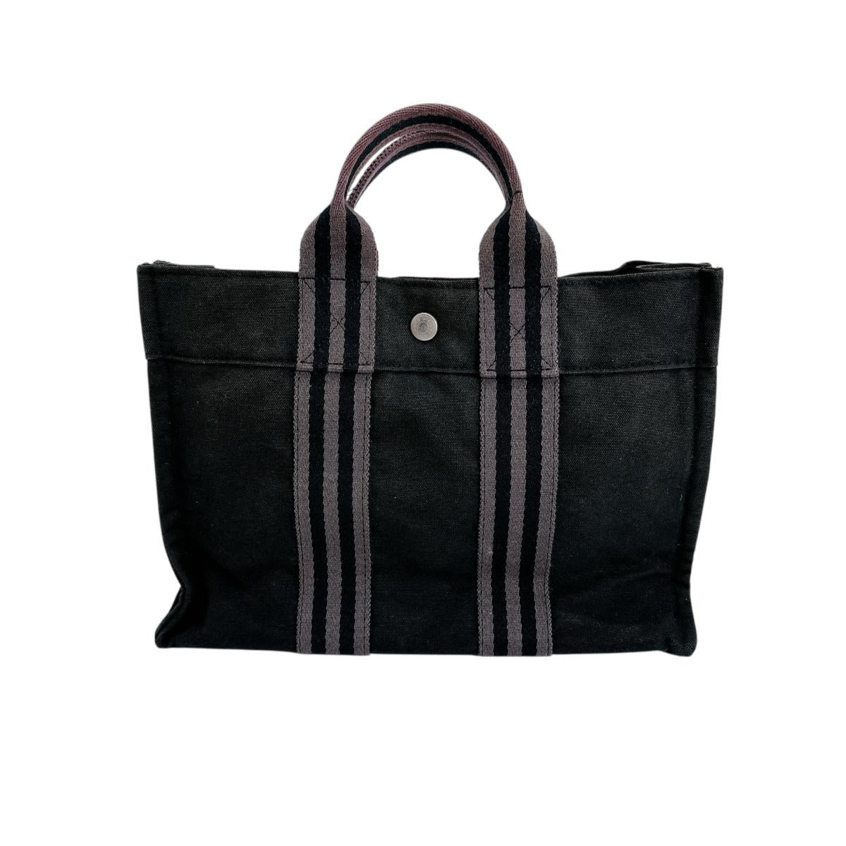 Hermes Tote Bag Cotton Handbag Fool Toepm Unisex Unisex Canvas Black