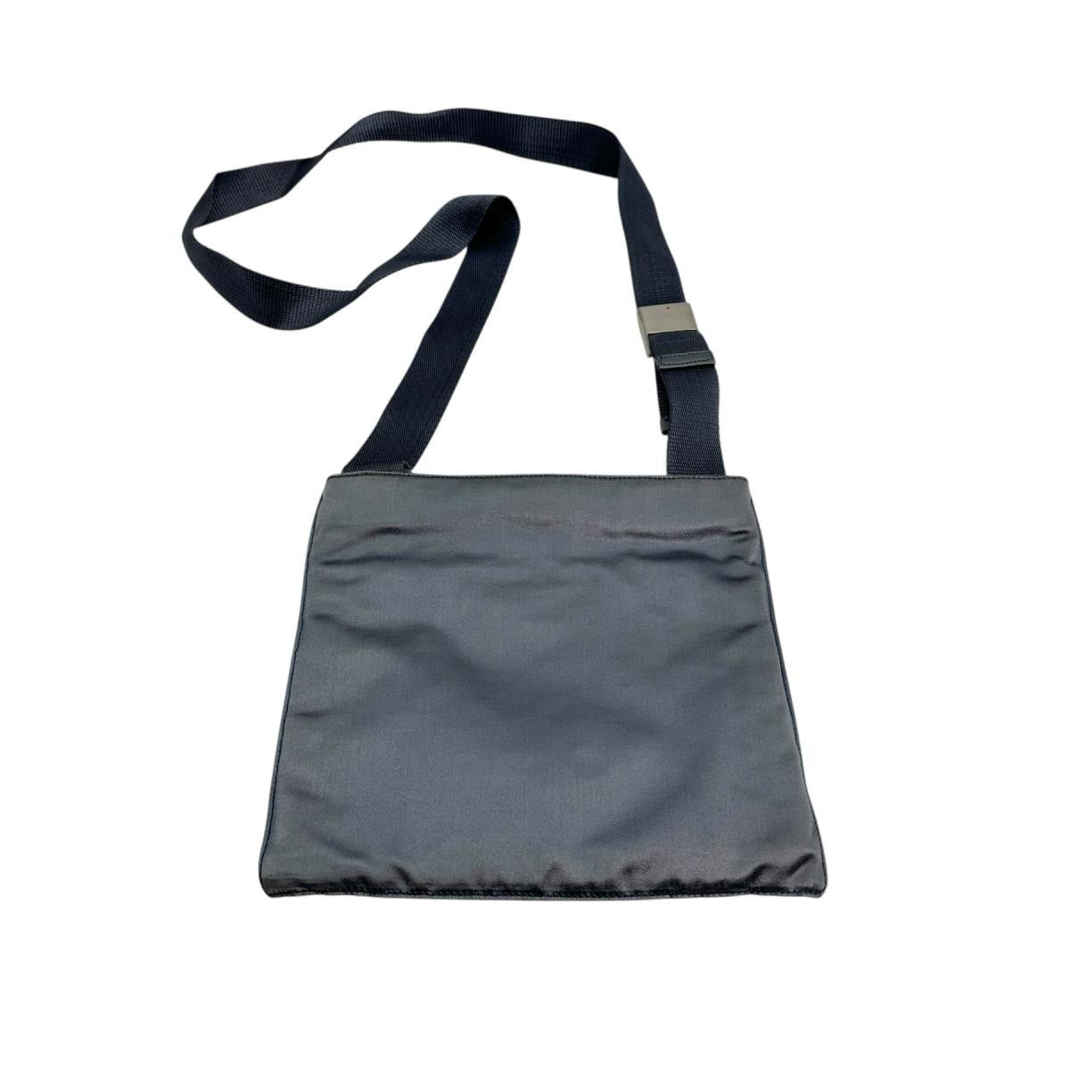 Shoulder Bag Light Gray Pochette Triangle Silk Satin Logo