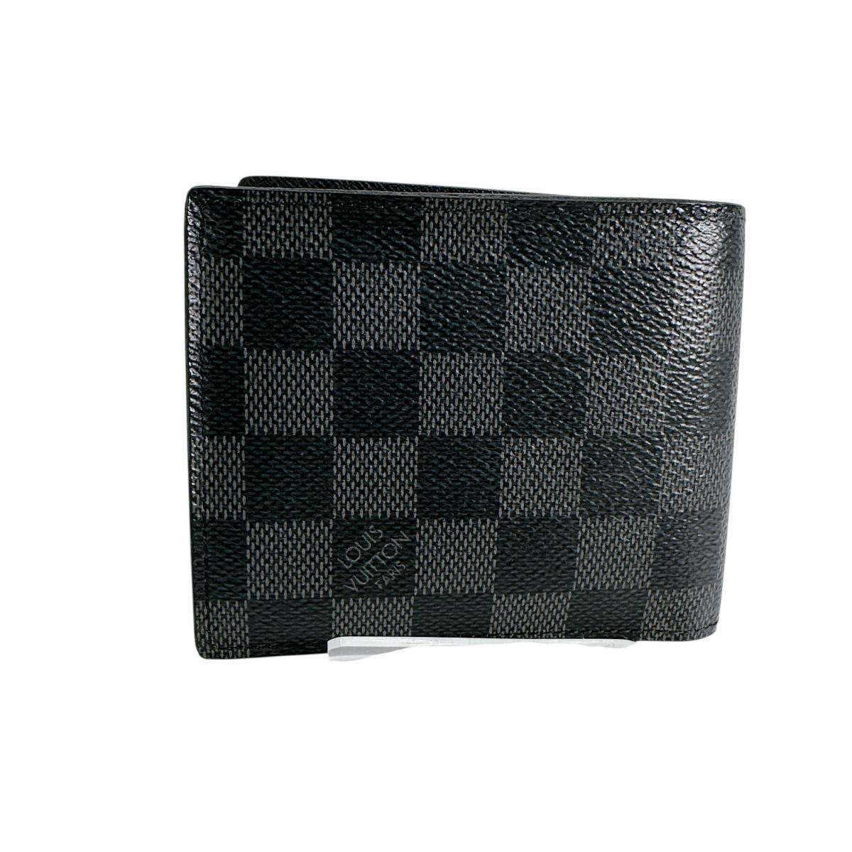 Louis Vuitton Bifold N62664 Damier Grafitto Damier Canvas Black Wallet Case