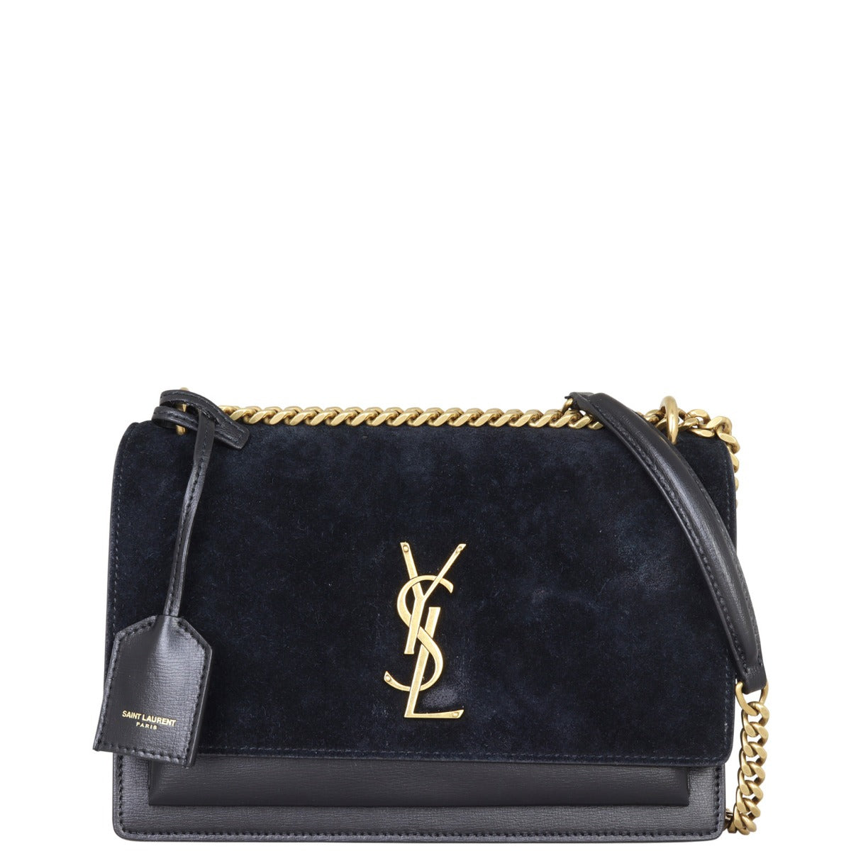 YSL Saint Laurent Sunset Crossbody Bag Suede Medium