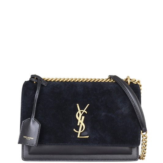 YSL Saint Laurent Sunset Crossbody Bag Suede Medium