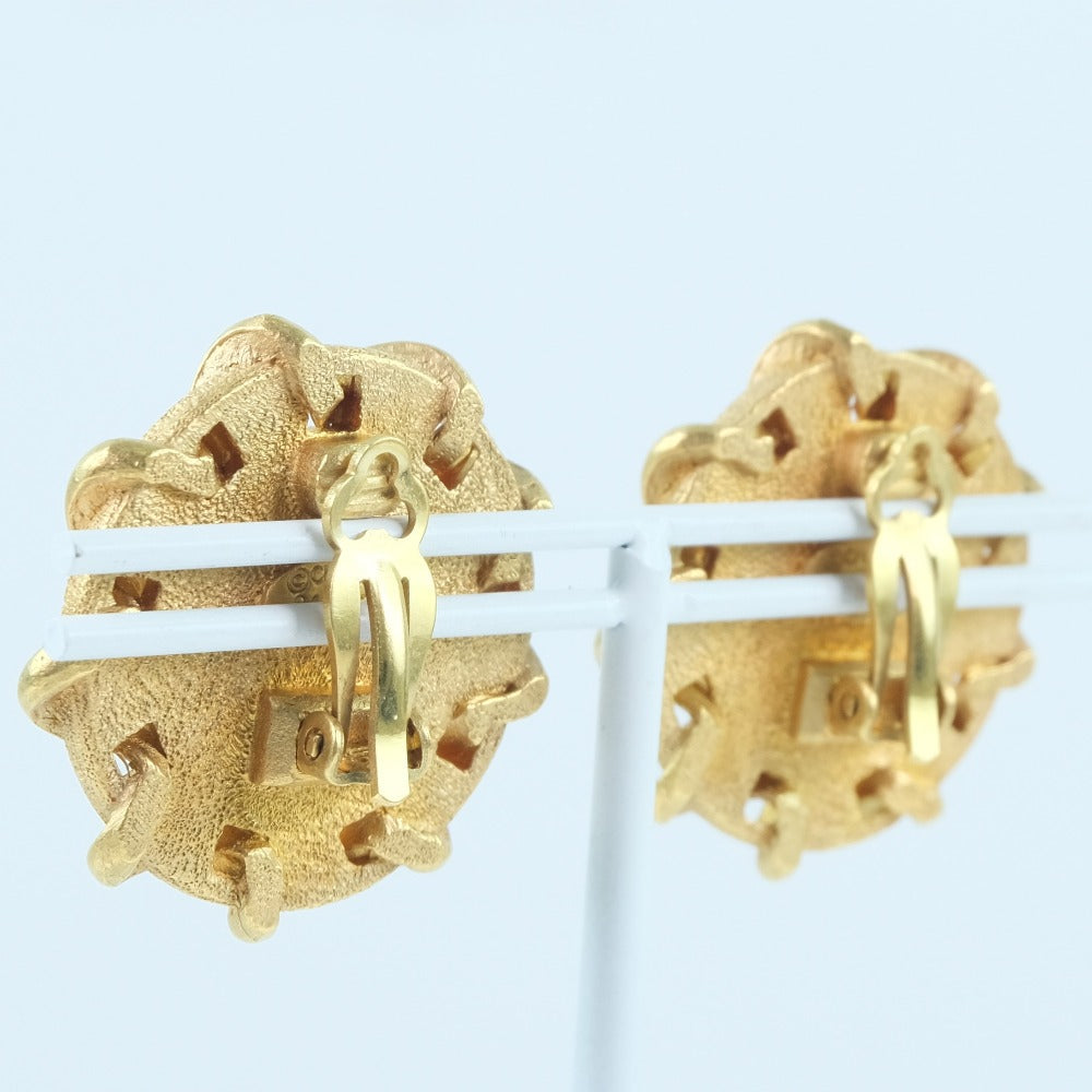 Chanel Gold Plated Leather Earrings Jewelry