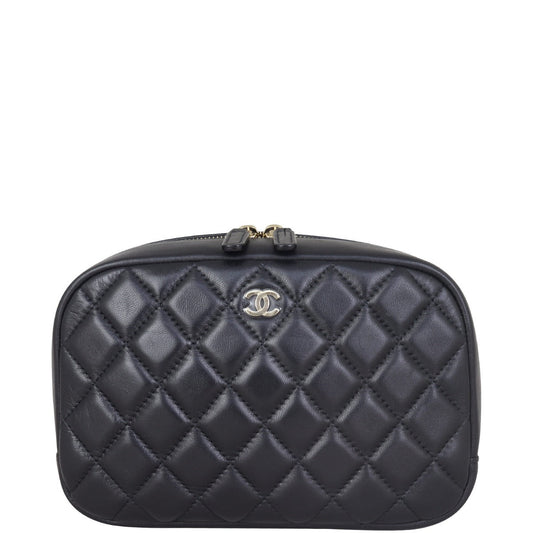 Chanel Cosmetic Case Handbag Quilted Black