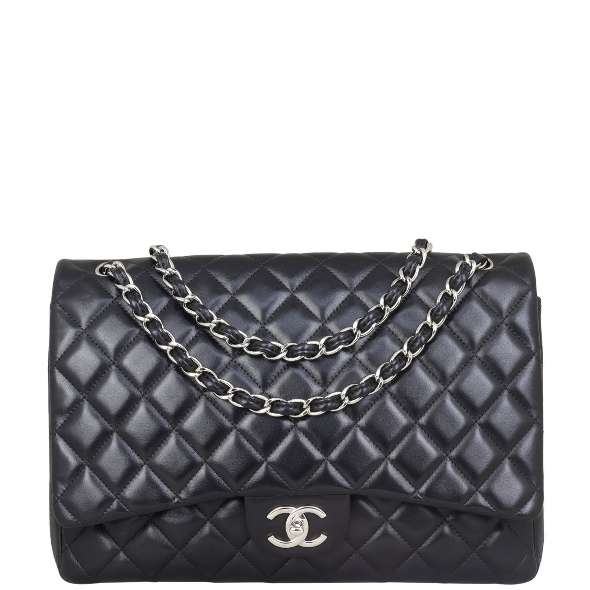 Chanel Classic Double Maxi Lambskin Handbag Black Flap