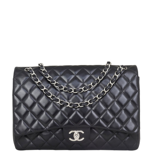 Chanel Classic Double Maxi Lambskin Handbag Black Flap