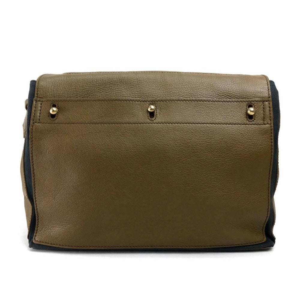 YSL Saint Laurent Yves Shoulder Bag Toe Sling Bag Women Leather Canvas Brown