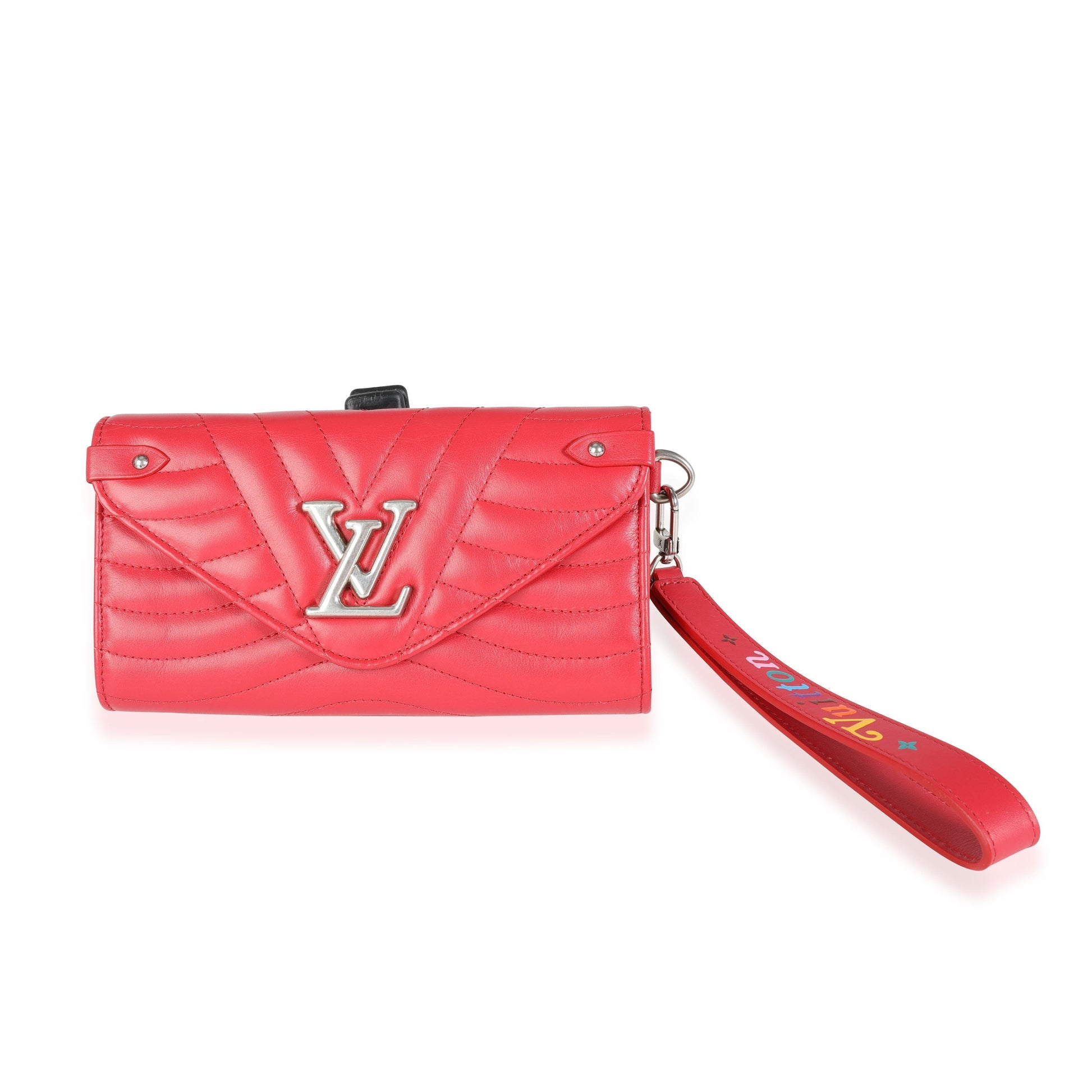 Louis Vuitton Cowhide New Wave Wristlet Quilted Red Wallet Case