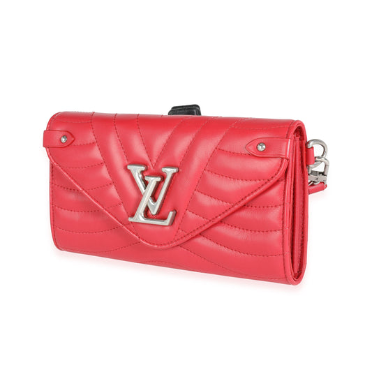 Louis Vuitton Cowhide New Wave Wristlet Quilted Red Wallet Case