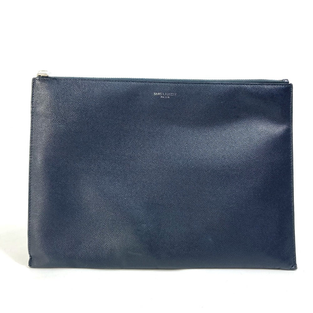 YSL Saint Laurent Saint Paris Clutch Bag Dark Navy Pouch Leather Mini