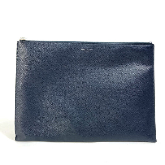 YSL Saint Laurent Saint Paris Clutch Bag Dark Navy Pouch Leather Mini