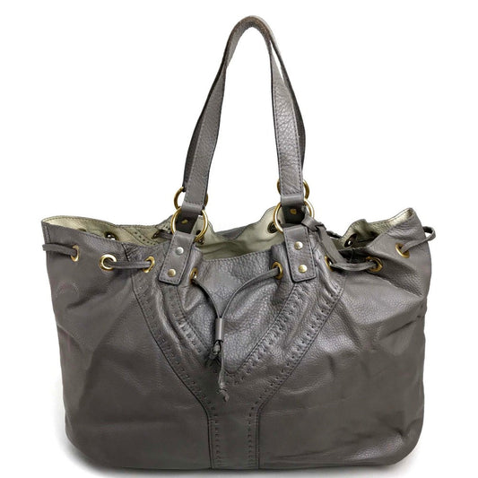 YSL Saint Laurent Yves Tote Bag Charcoal Type Reversible Sack Double Leather Gray
