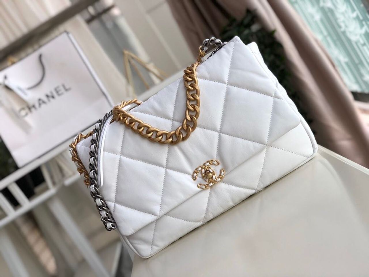 Chanel Maxi White Crossbody Bag