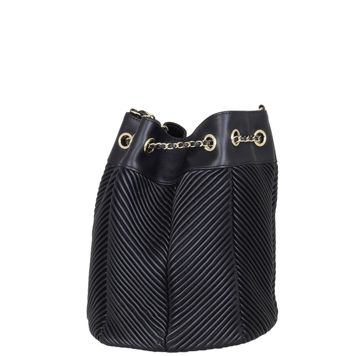 Chanel Drawstring Bag Chevron Bucket Jewelry