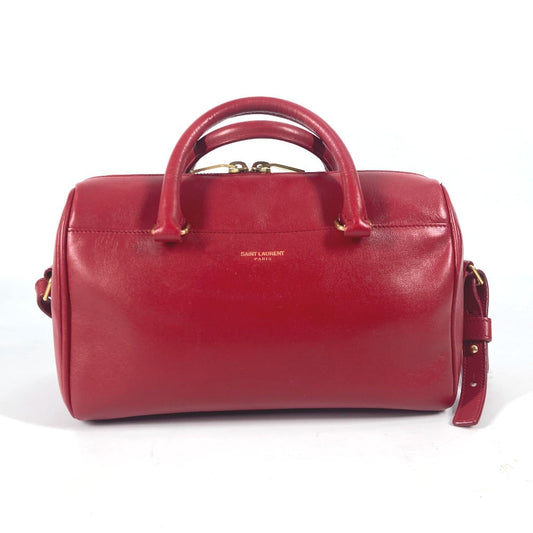 YSL Saint Laurent Yves Handbag Duffle Women Leather Red Baby Travel Bag