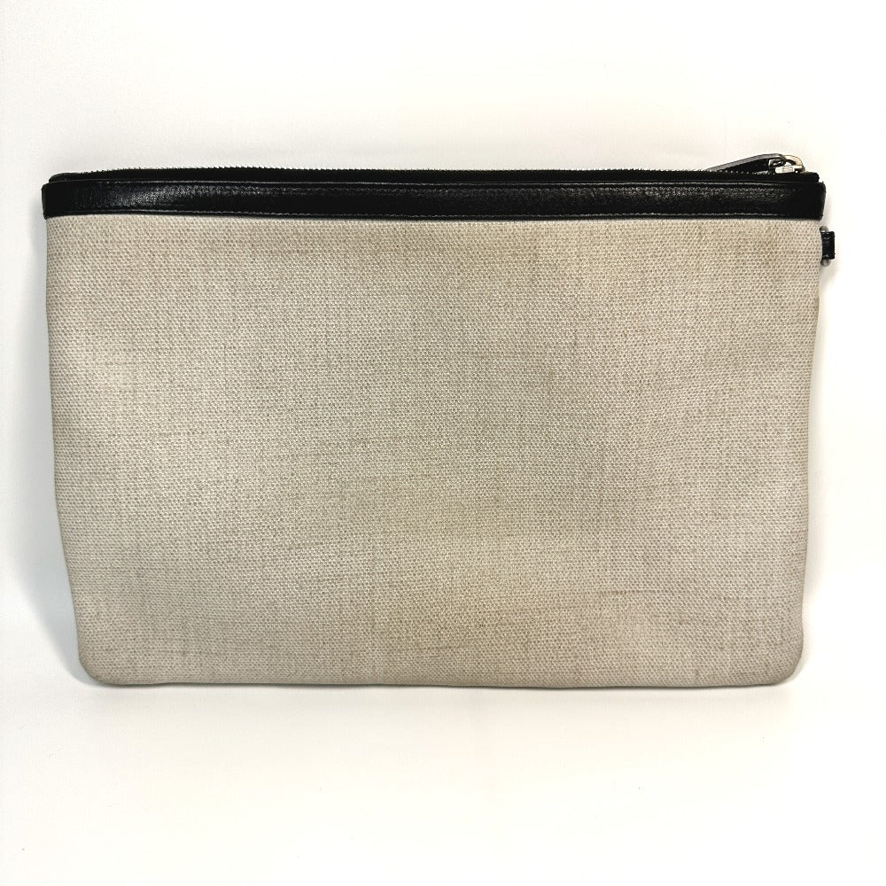 YSL Saint Laurent Paris Clutch Bag Coated Pouch Rive Gauche Mens Leather Canvas Gray