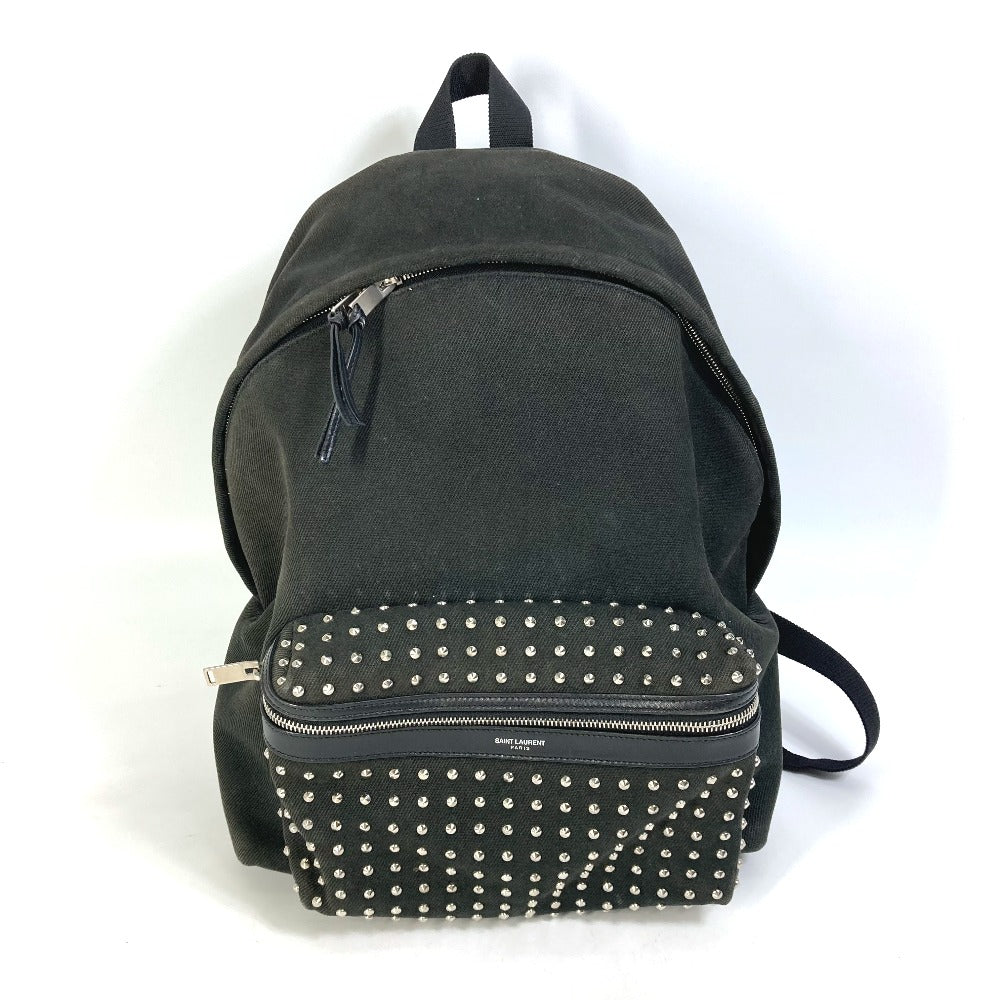 Saint Paris Backpack Bag Bag Studs Unisex Canvas Black