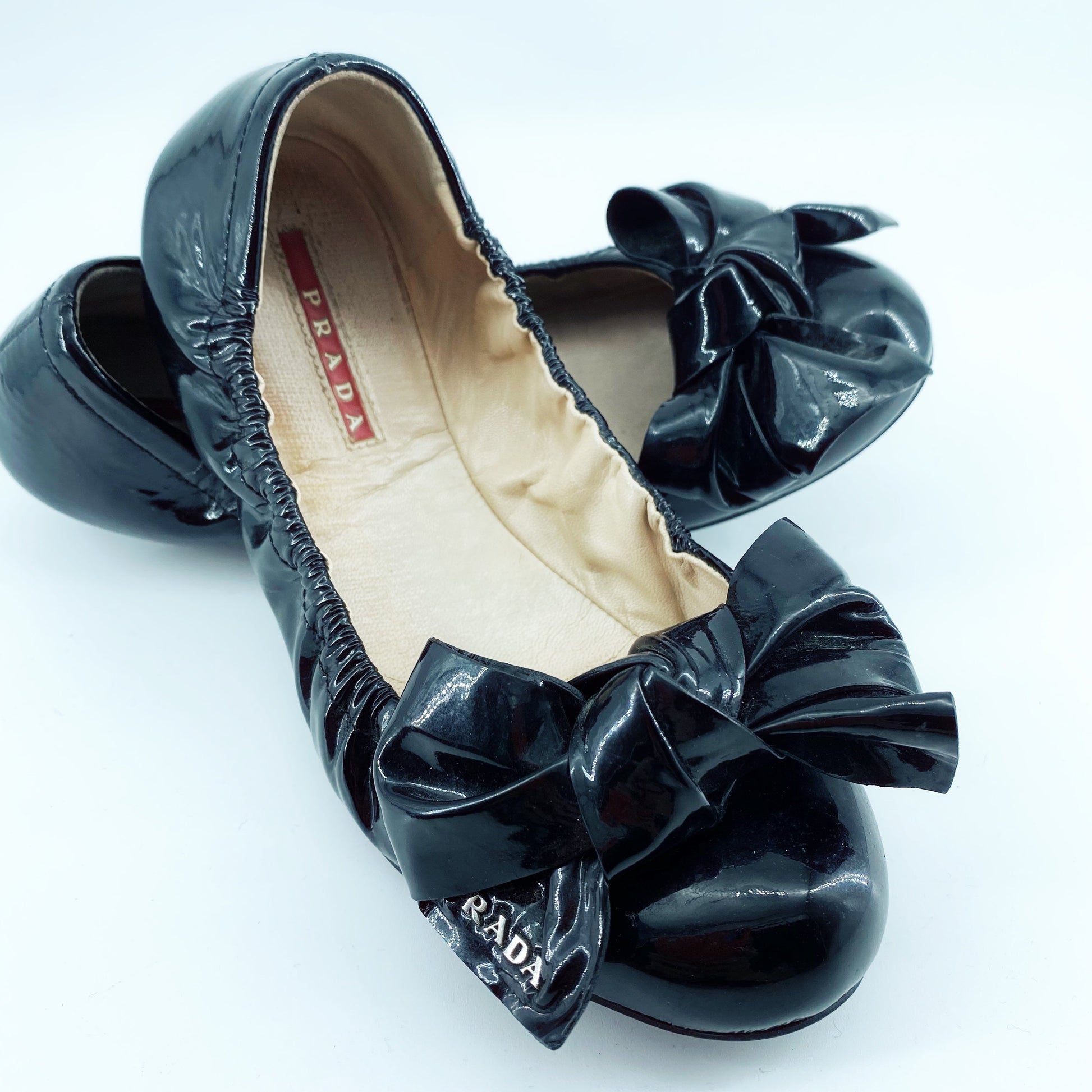 Prada Flat Handbag Leather Patent Shoes
