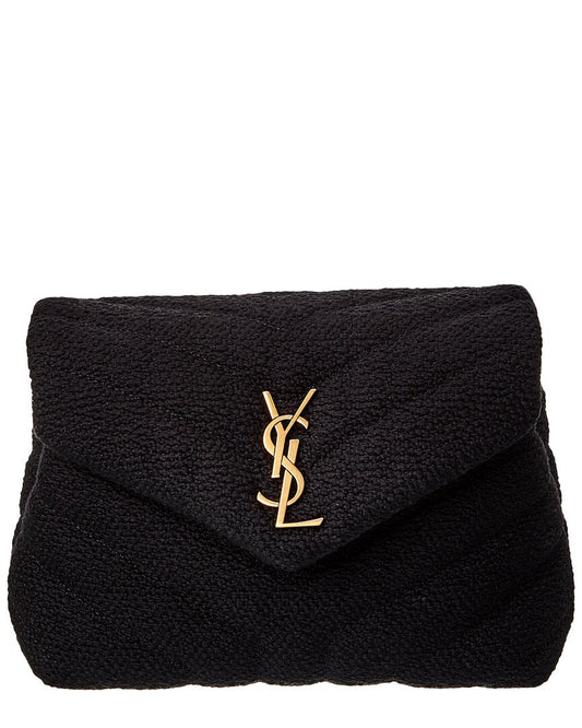 YSL Saint Laurent Loulou Tweed Shoulder Bag Black Toy