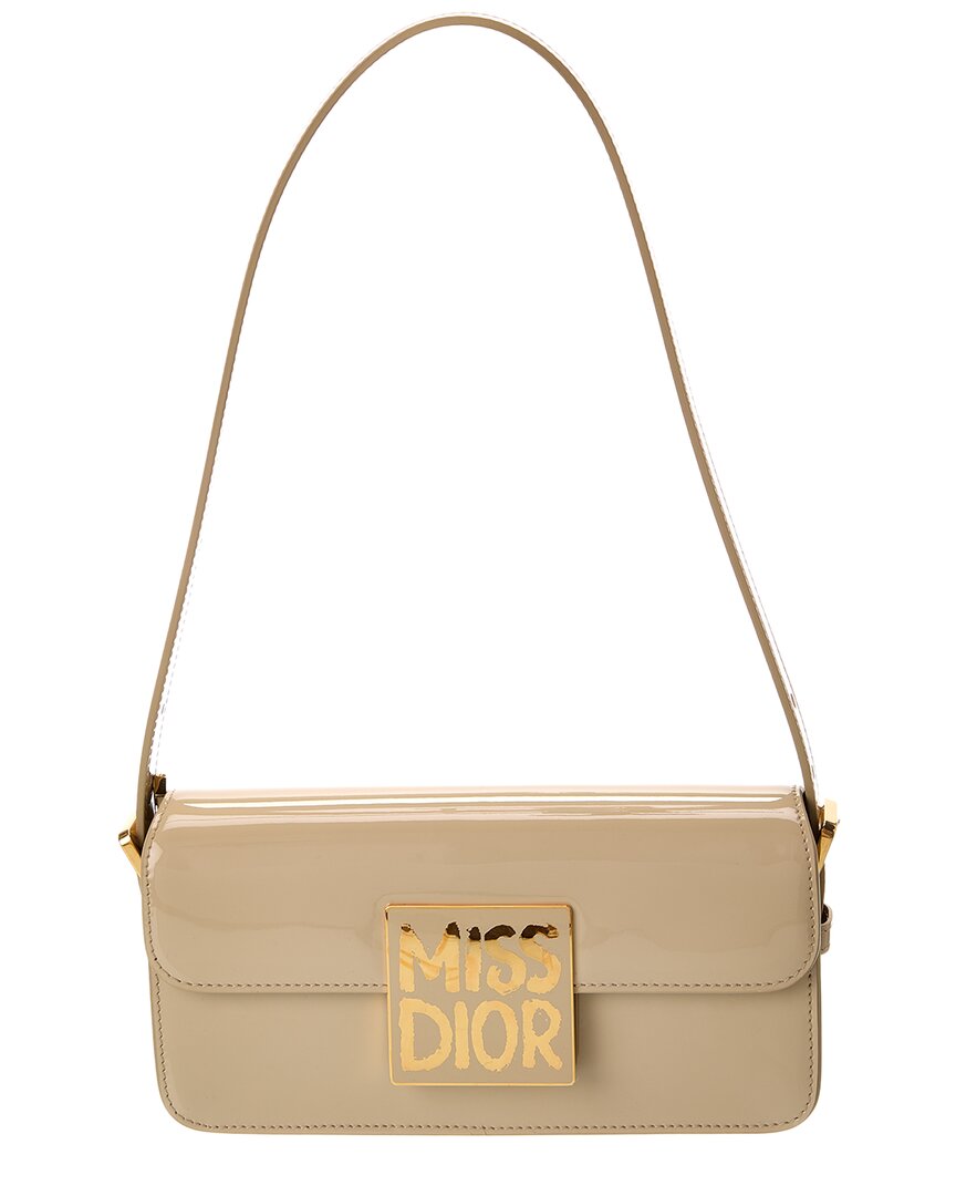 Dior Handbag Miss Bag Patent Beige Flap