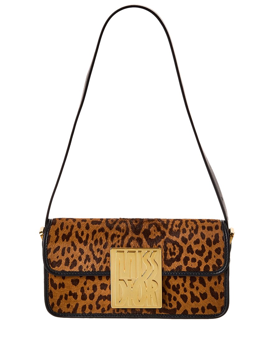 Dior Handbag Miss Haircalf & Shoulder Bag Leather Brown