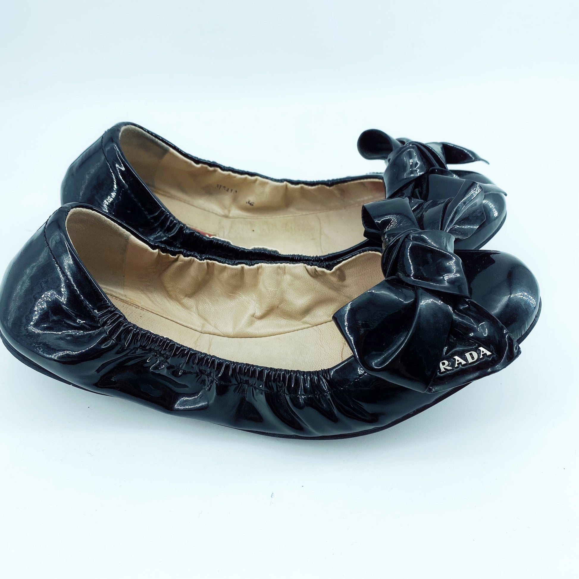 Prada Flat Handbag Leather Patent Shoes