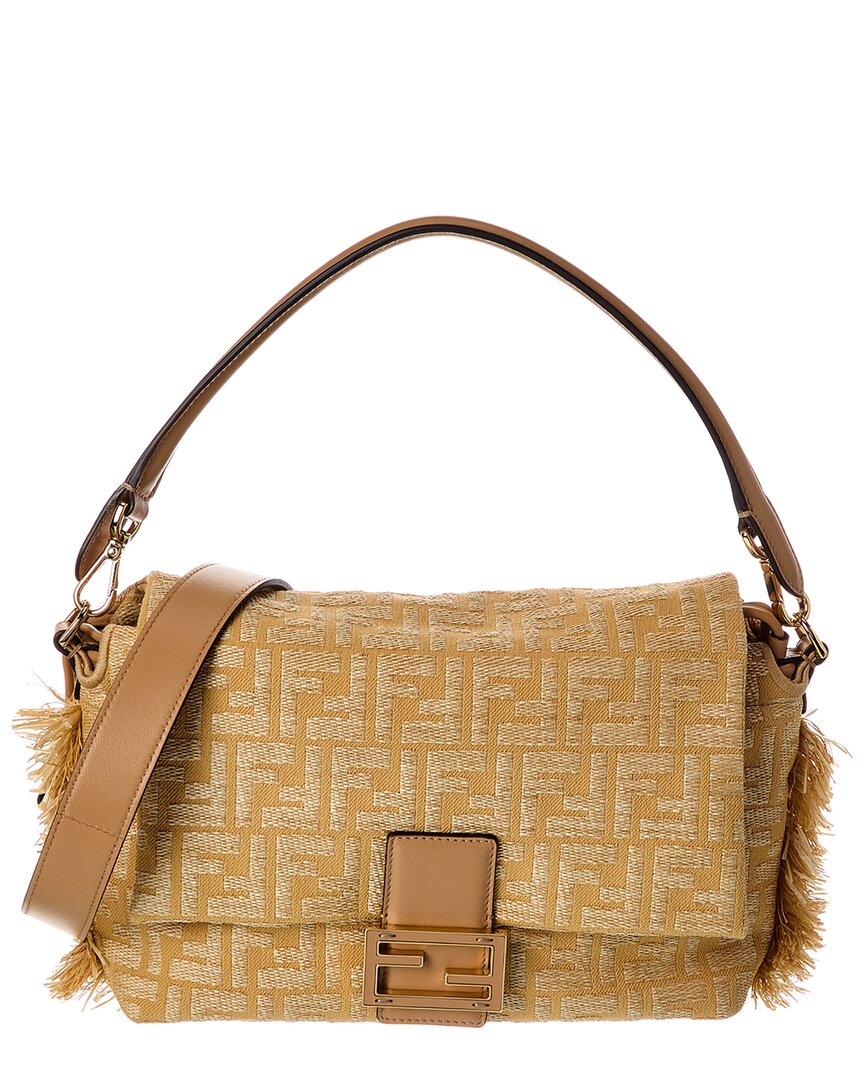 Fendi Handbag Mamma Baguette Ff Jacquard Shoulder Bag Beige Medium