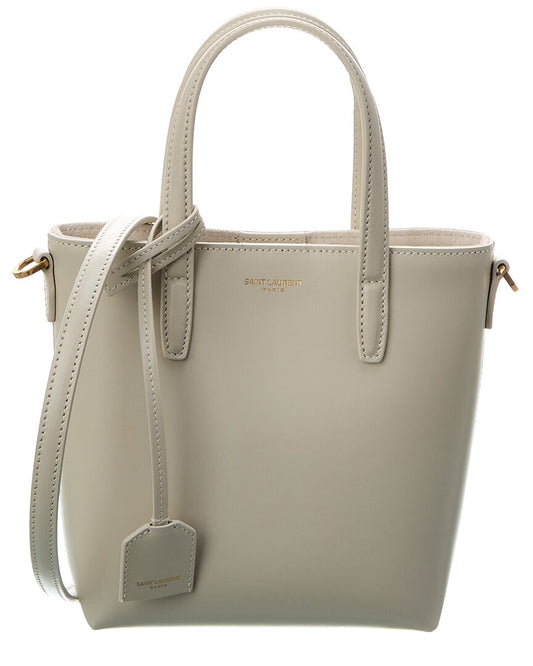 YSL Saint Laurent Shopping Tote 3 Leather White Mini Tote Bag