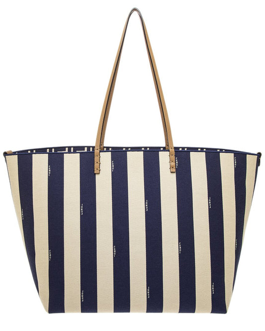 Fendi Handbag Roll -Trim Tote 2 Leather Blue Large Tote Bag