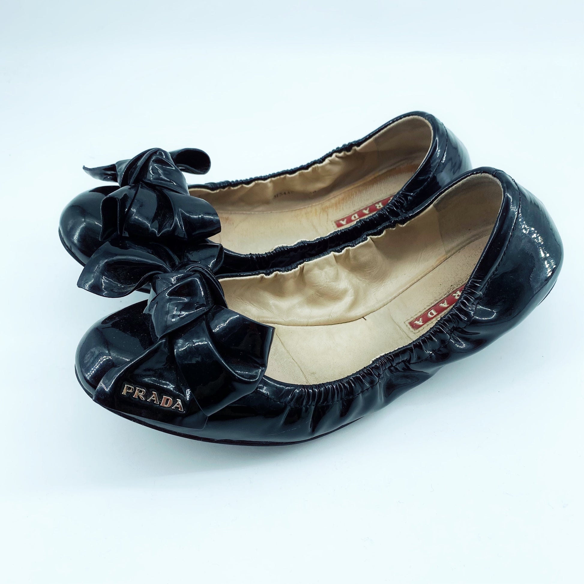 Prada Flat Handbag Leather Patent Shoes