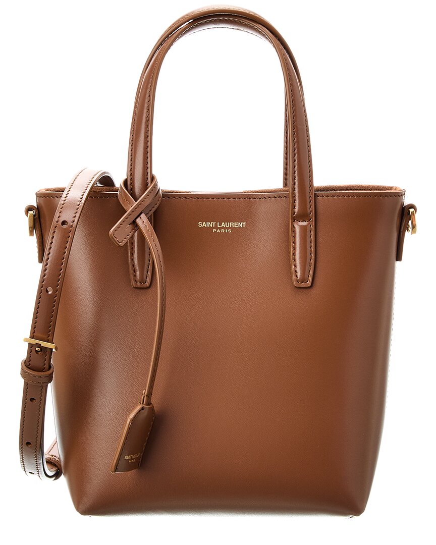 YSL Saint Laurent Shopping Tote Leather Brown Mini Tote Bag