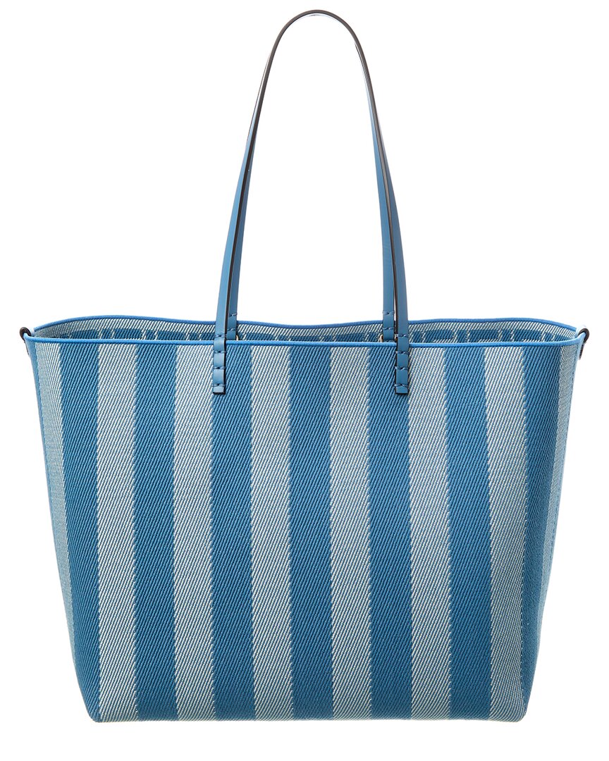 Fendi Handbag Roll Ff & Tote Leather Canvas Blue Tote Bag Canvas Leather Tote