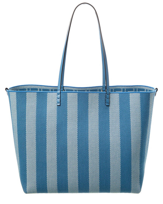 Fendi Handbag Roll Ff & Tote Leather Canvas Blue Tote Bag Canvas Leather Tote
