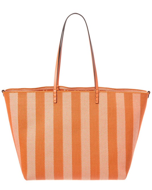 Fendi Handbag Roll Ff & Tote 4 Leather Canvas Orange Tote Bag