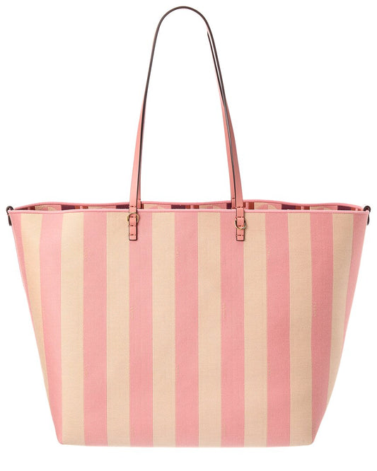 Fendi Handbag Roll & Tote 2 Leather Canvas Pink Tote Bag