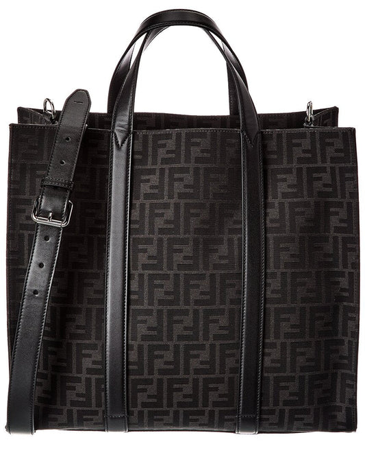 Fendi Handbag Ff Jacquard -Trim Tote Leather Tote Bag