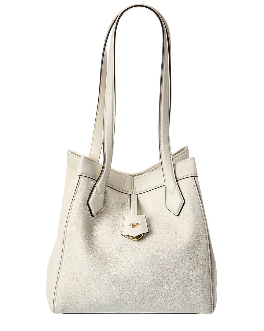 Fendi Handbag Origami Tote Leather White Medium Tote Bag