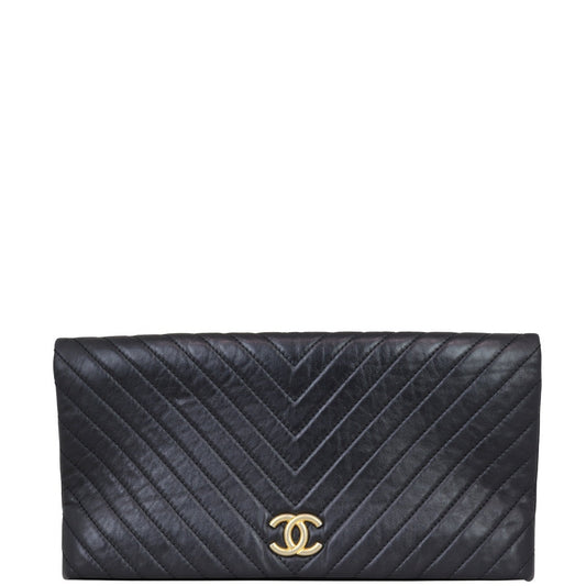 Chanel Chevron Fold Over Clutch Clutch Bag