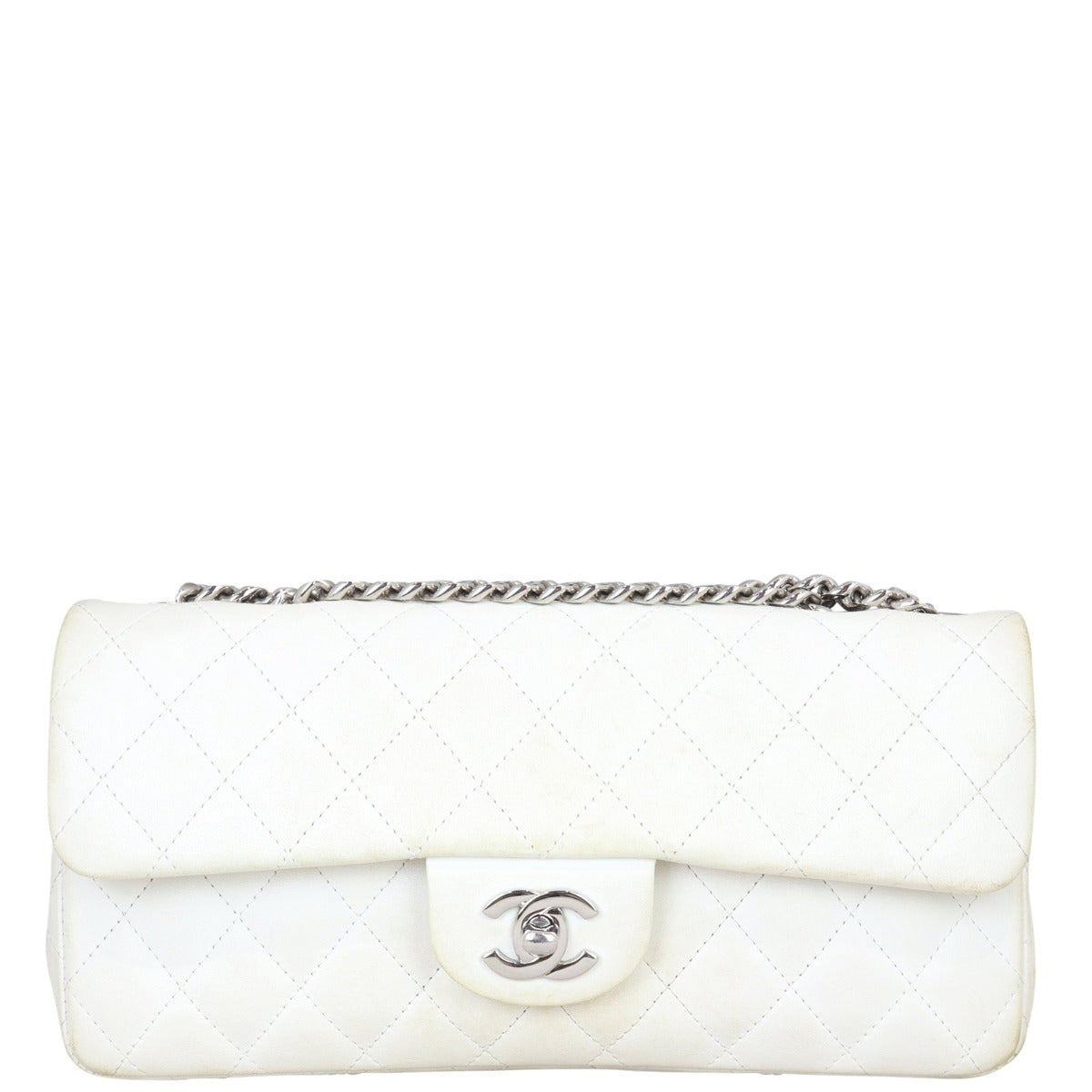 Chanel East-West Bag White Flap Handbag