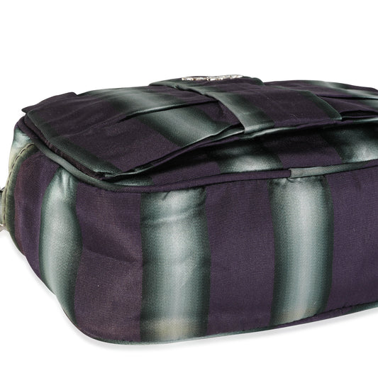 Prada And Grey Striped Camera Bag Nylon Gray Purple Crossbody Bag