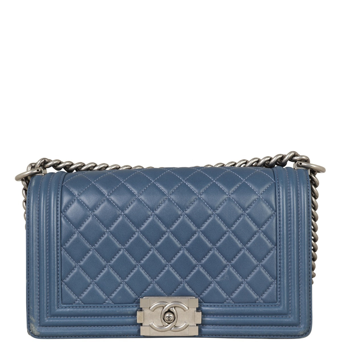 Chanel Boy Old 19 Series Handbag Blue Medium