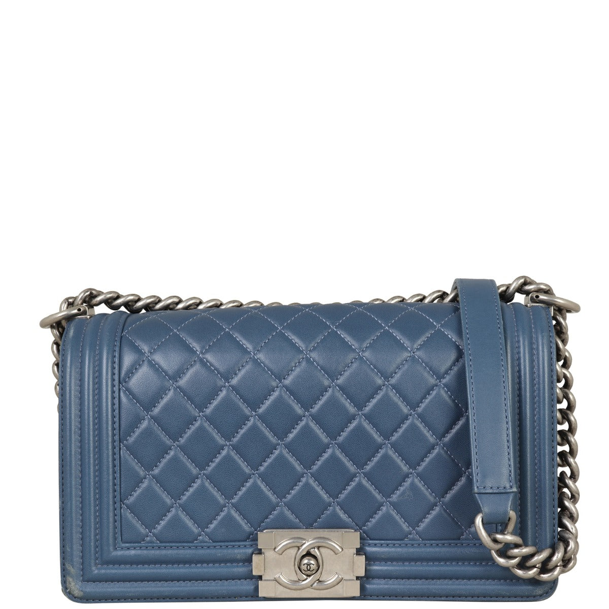 Chanel Boy Old 19 Series Handbag Blue Medium